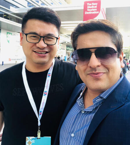 Syed M. Abbas Zaidi with Mr. Peter Chang (Shengguang Medical Instrument Co, Ltd.) at Arab Health Conference, Dubai (2019)